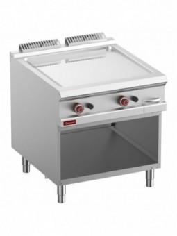 Smooth gas fry top, chromium-plated, module 1/1, open cupboard