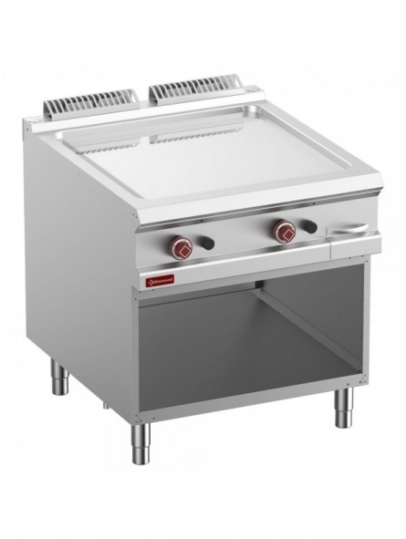 Smooth gas fry top, chromium-plated, module 1/1, open cupboard