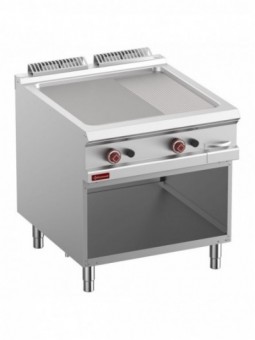 Gas fry top 2/3 smooth & 1/3 grooved, module 1/1, open cupboard