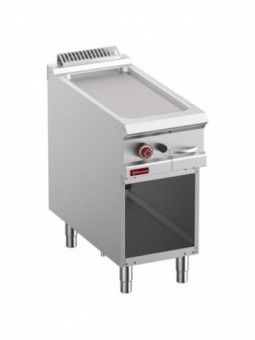 Grooved gas fry top, module 1/2, open cupboard