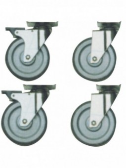 Kit 4 wheels, 2 with brake