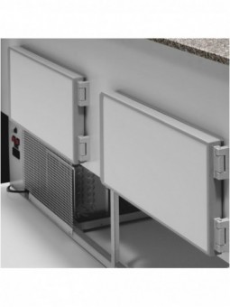 Refrigerated display counter curved glass, ventilated, with reserve