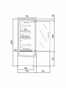 Ventilated refrigerated wall element, with unit