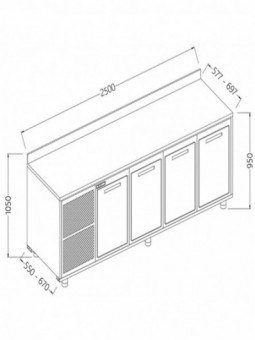 Meuble arrière neutre, avec dosseret
