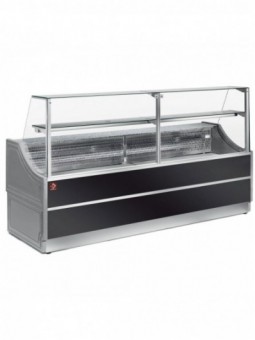 Refrigerated glass display staight panel 90°, without storeroom