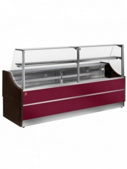 Refrigerated glass display staight panel 90°, with storeroom