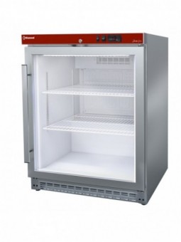 Koelkast geventileerd, glazen deur, 150 liter. R.V.S