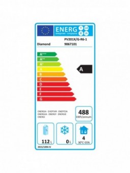 Ventilated refrigerator, glass door, 150 liters. stainless steel