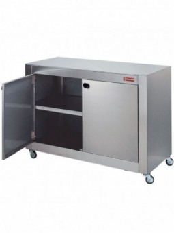 Cupboard in stainless steel, with wheels