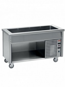 Element with refrigerated deep tank on open cupboard