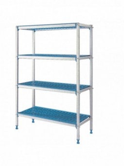 Lineaire rek in geanodiseerd aluminium 4 niveau's "Modular Rack"