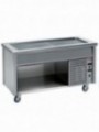 Element with refrigerated top on open cupboard