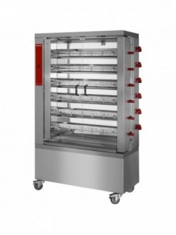 Chicken gas roaster, 6 spits, with wheels (36 chickens)