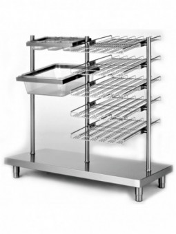 Glasses, tray, cutlery box and bread roll dispenser unit