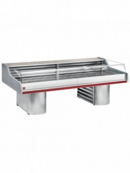 Gekoelde vitrine toonbank met ruit " Self-Service ", op sokkels