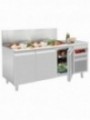 Table frigorifique ventilée, 3 portes GN 1/1, 405 Lit. avec saladette réfrigérée GN
