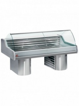 Refrigerated display counters with curved glass, on bases