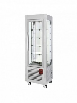 Panoramische vitrine, 5 draaiende plateaus, 360 LT, RVS.