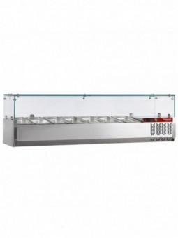 Gekoelde opzetstructuur 7x GN 1/4 - 150 mm, met glasopbouw