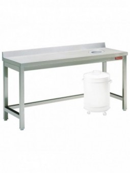 Sorting table with opening for waste + bord
