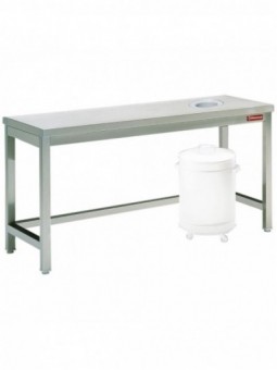 Sorting table with opening for waste