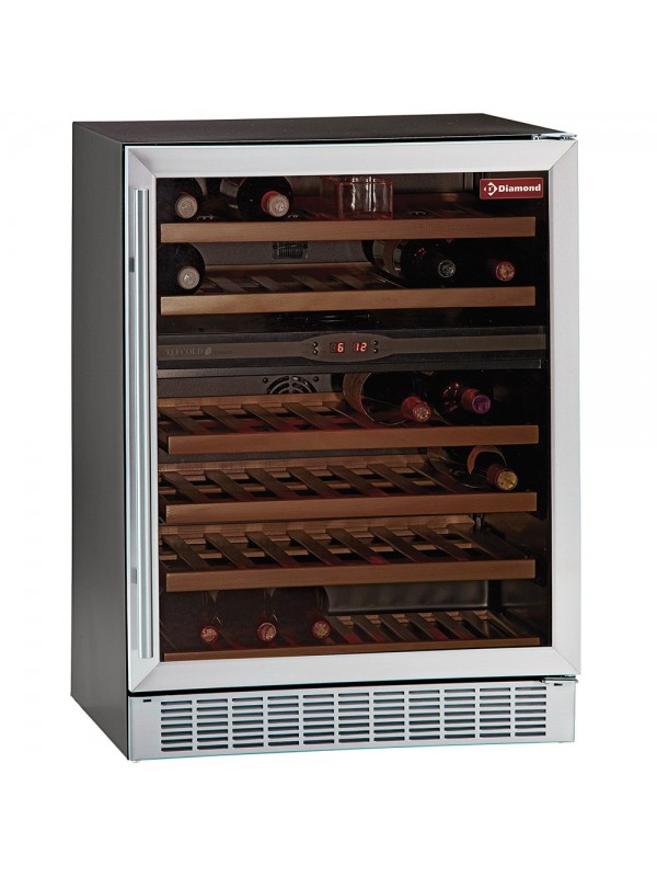 Wijnkast vitrine, geventileerd, 160 Lt., 2 T°, BLACK